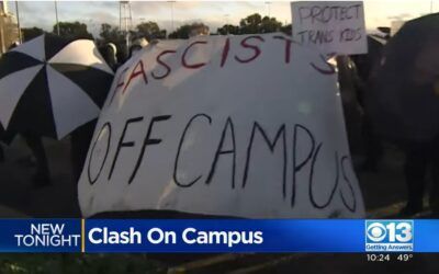 Left-wing mobs shatter windows, assault police officer outside conservative campus speaker event