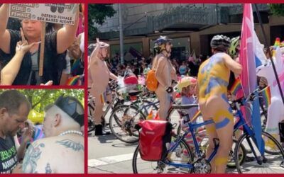 Naked ‘Pride’ parade bicyclists harass, shout, intimidate; entice children to get treats and stickers