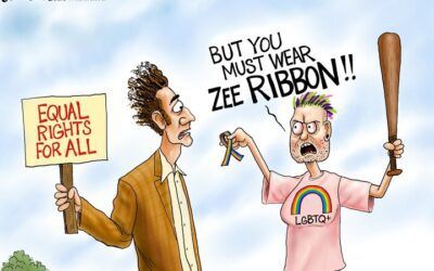 BS daily political cartoons: You must wear zee ribbon!!
