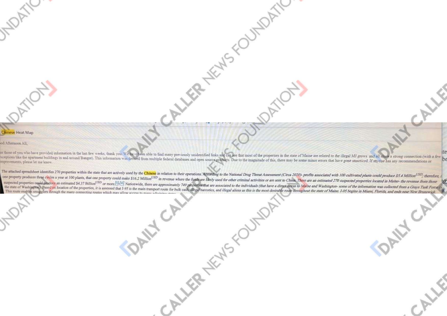 Internal federal law enforcement document obtained by the Daily Caller News Foundation