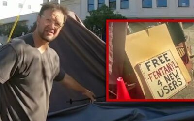 Convicted pedophile sets up shop across from elementary school, posts ‘Free fentanyl 4 new users’ sign