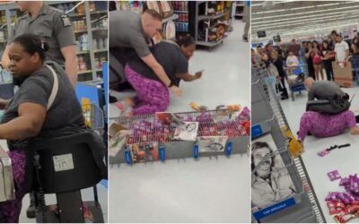 ‘Walmart is racist!’ Woman causes CRAZY scene in store, punches cop and calls him ‘white trash’