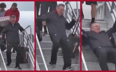 US Senator Tommy Tuberville falls down