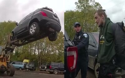 Ohio car thief thwarted by forklift operator, hoisted 20 feet in the air until cops arrive