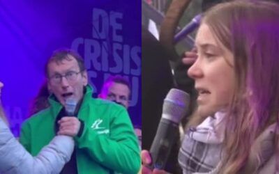Climate cult kid Greta Thunberg’s speech interrupted by man upset over Israel-Gaza political message