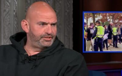 ‘Stop making me like this guy!’ Sen. Fetterman uses Israeli flag to taunt ‘ceasefire’ protesters at Capitol