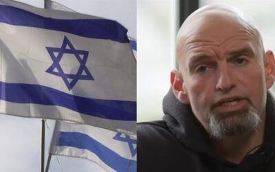 Fetterman spotted wrapped in an Israeli flag at D.C. rally and Jew-hating leftists are not happy