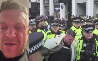 Tommy Robinson arrested at London march against antisemitism – supporters say his crime is ‘existing’