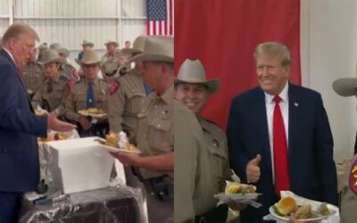 Trump serves up Thanksgiving meal to officers bravely fighting Biden’s open border mess