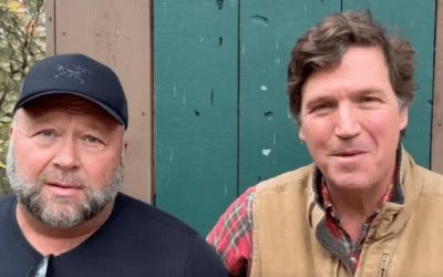 Tucker and Alex Jones make drunken prank call to Brian Stelter on speaker. Here’s how that went.