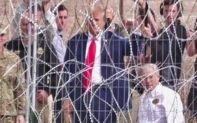 Trump pumps his fist at illegals behind border wire: ‘Our veterans get nothing’ while migrants ‘get free health care’