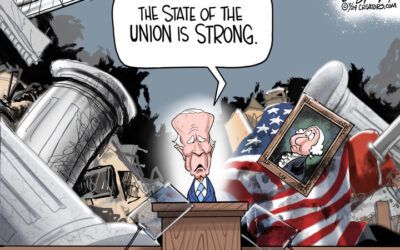 BS daily political cartoons: Trump helps Biden with notes for SOTU address