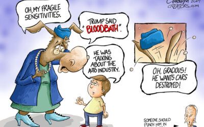 BS daily political cartoons: Trump’s foot runs into RINO arses