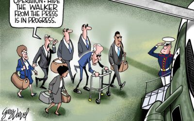 BS daily political cartoons: Operation ‘hide the walker from the press’ in progress