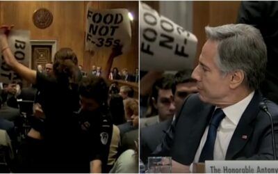‘Butcher of Gaza!’: Pro-Palestinian protesters hauled out of Congress after heckling Blinken testimony