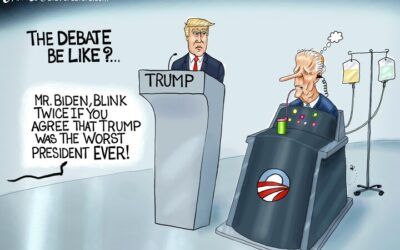 BS daily political cartoons: The debate be like… ‘Mr. Biden, blink twice…’