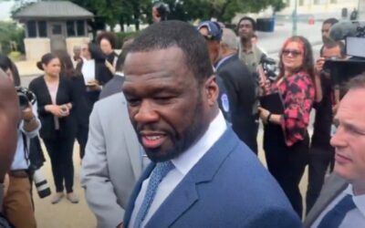 50 Cent claims black men ‘identifying with Trump’ over RICO charges as Georgia case put on hold