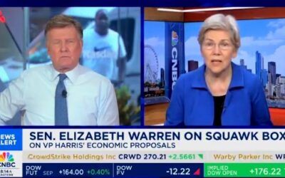 CNBC host becomes distraught after Elizabeth Warren talks past his argument against her price gouging position