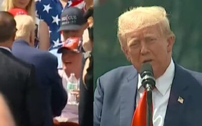 Man of the people: Trump leaves bulletproof glass to help rally-goer with medical emergency