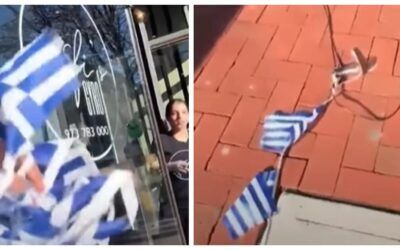 Pro-Palestine zealot charged after she posts HERSELF ignorantly tearing down Greek flags, not Israeli