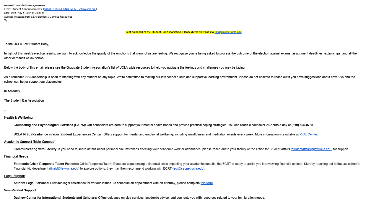 University of California, Los Angeles Election Email (Daily Caller News Foundation)