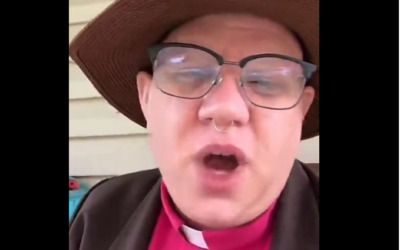 The ‘Love’ and ‘Joy’ campaign continues. Nose-ring says, ‘Trump supporters will go to hell!’