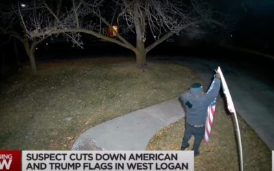 Police hunt madman terrorizing neighborhood by cutting down Trump, American flags