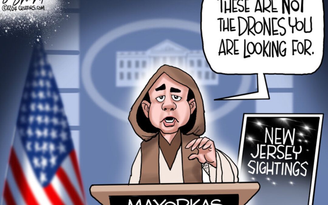 BS daily political cartoons: Mayorkas nods to Star Wars – ‘these are not the drones you are looking for’