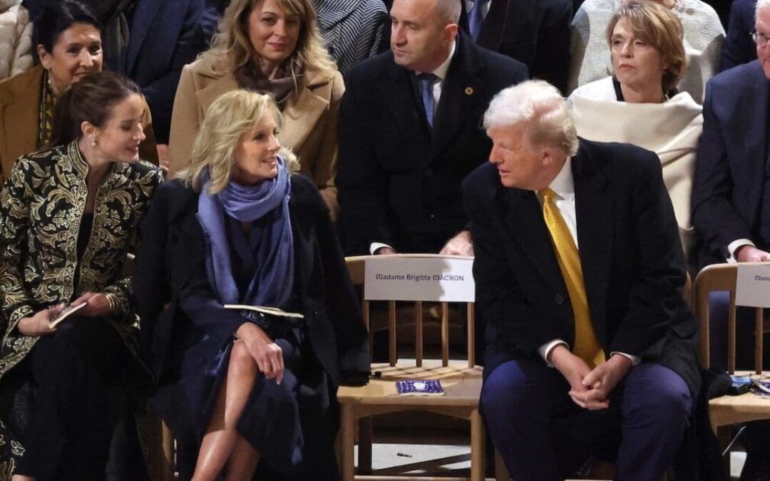 Jill Biden casts longing gaze at Trump at Notre Dame and social media can’t stop talking