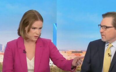 Awkward moment when CNN host says ‘drop the banner’ so CEO murder suspect’s abs can be seen – and they do!