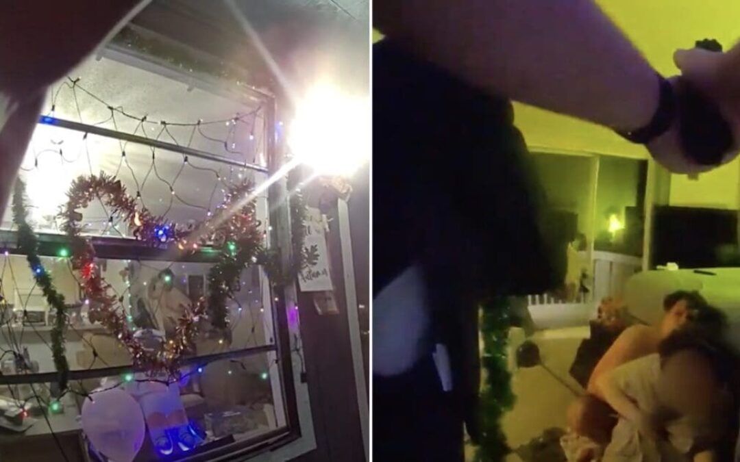 Bodycam shows hero cops jump through window to save woman from knife-wielding attacker