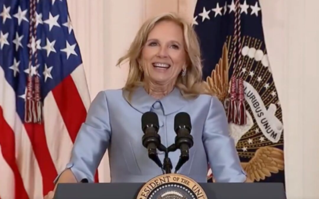 Jill Biden insists with a snicker that her ‘joy’ quip isn’t a mean girl troll of Kamala  – wink, wink