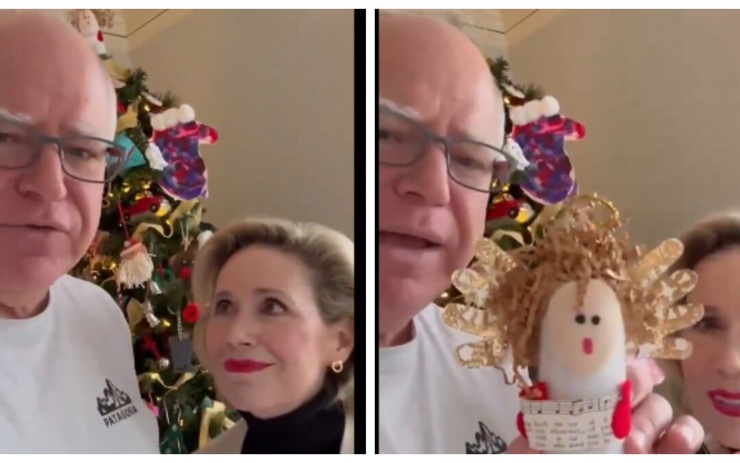 Off the charts Christmas CRINGE video with Tim and Gwen Walz more like SNL skit