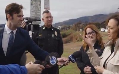 Dems’ choice for president Kamala is asked for her thoughts on LA fires, explains to reporters how a nose works