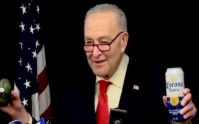Schumer sports a Corona as prop in cringeworthy rant about Trump tariffs on Mexico