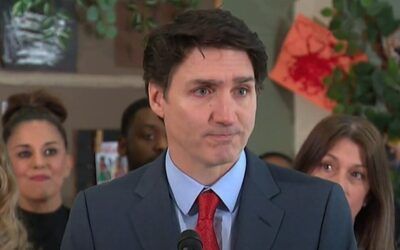 Girly man Trudeau weeps at presser after declaring trade war on US