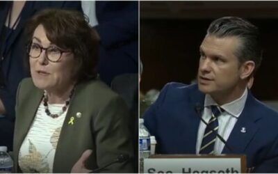 Jacky Rosen gets visibly irked after Pete Hegseth informs her she ran out of time