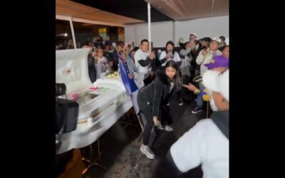 ‘Mourning’ widow captured in WILD video twerking against late husband’s open coffin