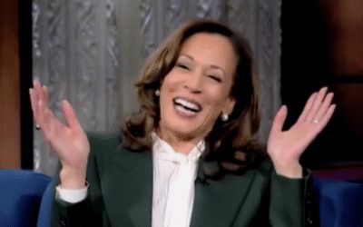 Watch as Kamala Harris laughs hysterically when asked what her upcoming book is about