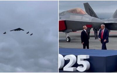 Watch as Trump shows off America’s military might to Putin with fighter jet flyover