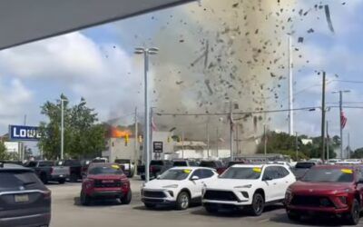 Hit-and-run leads to veterinary clinic exploding, injuring firefighters