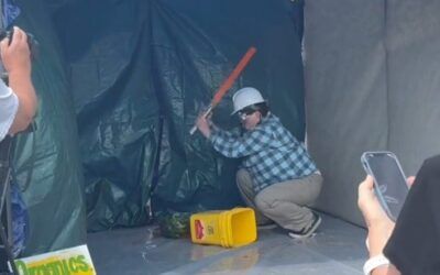 Looney tunes leftists smash watermelons to work out their anger at Trump