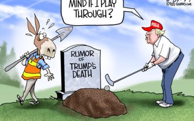 BS daily political cartoons: Trump golfs on his own grave
