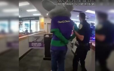 ‘Would yall’ put Mickey Mouse in handcuffs?’ Bodycam video Chuck E. Cheese mascot arrest is nuts