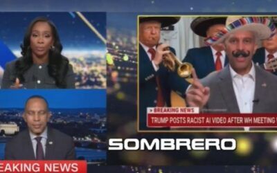 Trump hits Jeffries with a second Mexican sombrero meme and CNN makes him watch it on air!
