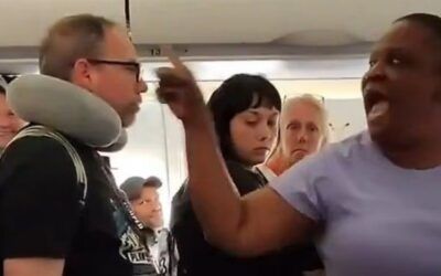What would you do? Tempers flare as screaming ninny blocks fed-up passengers from disembarking plane