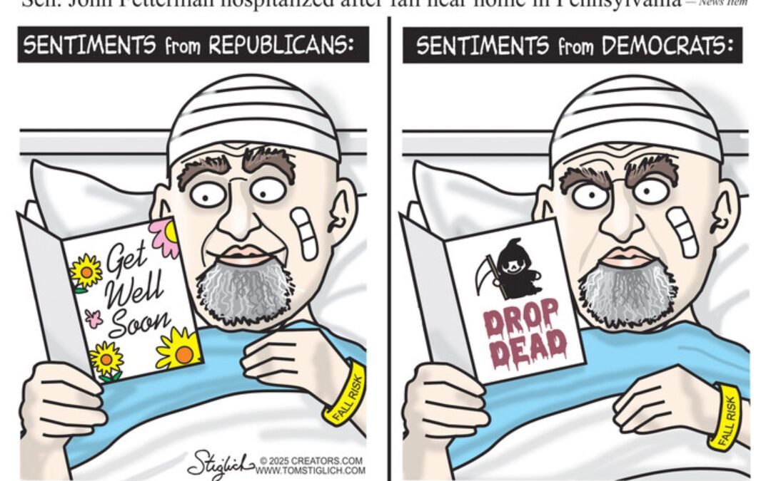 BS daily political cartoons: Greeting Cards for Fetterman after his fall
