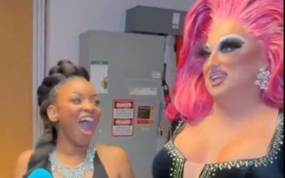 Spanx-free Jasmine Crockett makes fun of how MAGA women look while standing next to a strapping dude wearing a dress