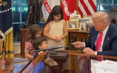 ‘My name is Donald’: Trump takes sweet moment to visit with small children in Oval Office
