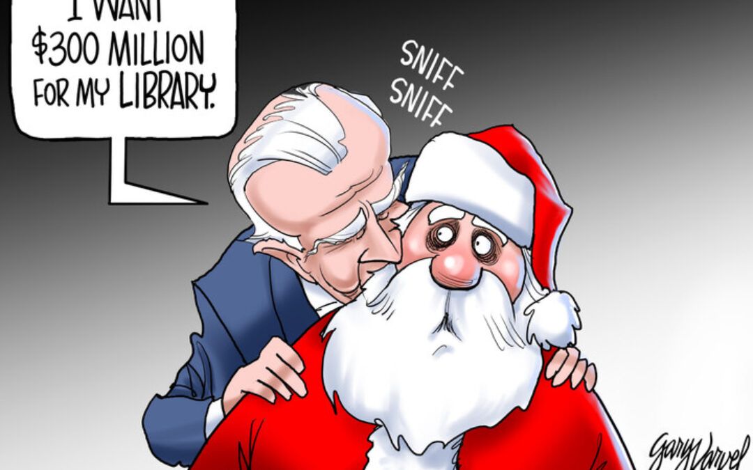 BS daily political cartoons: Desperate Biden sniffs Santa